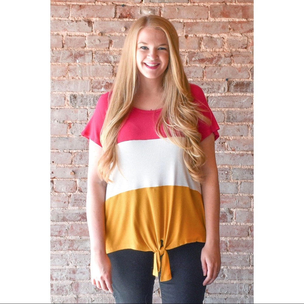 1 LEFT! Plus Size Curvy (2X) Fuchsia Striped Top